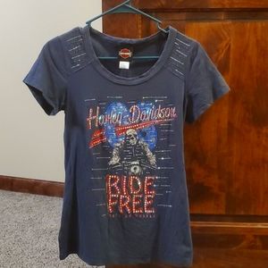 HARLEY DAVIDSON very blingy ladies small Tshirt GUC